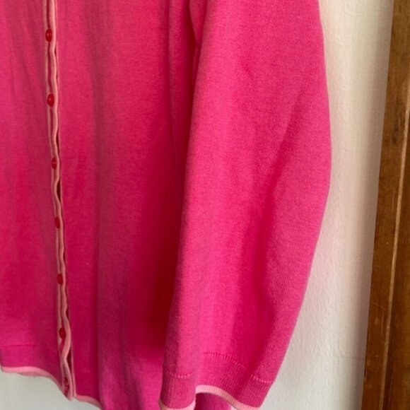 TALBOTS Charming Cardigan Bi Color Pink 3/4 Sleeve Sweater - Picture 11 of 16